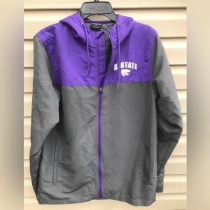 COLOSSEUM K-STATE WILDCATS MENS CHARCOAL STAFF HOODED WINDBREAKER LIGHT